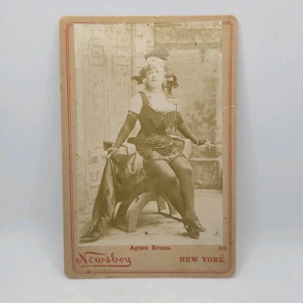 Newsboy Agnes Evans Cabinet Card #502 1890s Actress Risque Tobacco Premium Photo